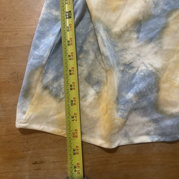 Blue & White Tie Dye IRIS Satin Slip Dress - Cowl Neck Sz S Princess Coquette - Picture 6 of 9